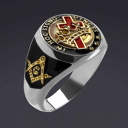 Skull Cross Ring | Durable Alloy | Bold Geometric Design - UK Size (M - Z3)