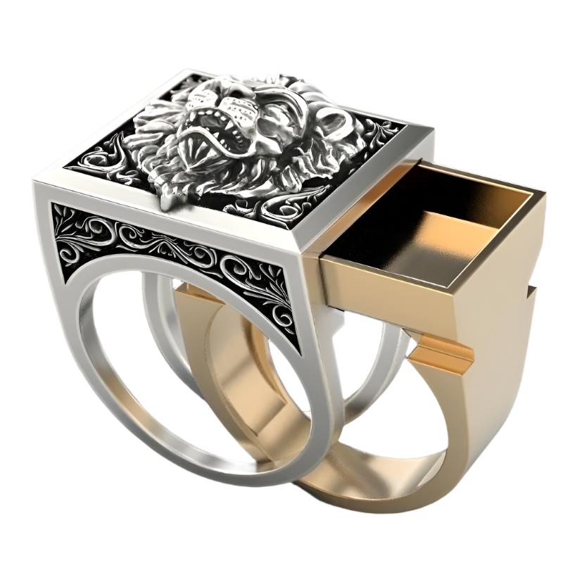 Vintage Lion Rings | Durable Alloy | Electroplated Finish | Unisex Design | Inlaid Gems