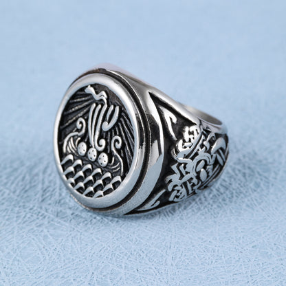 Viking Nautical Seal Totem Ring – High-Quality Alloy, Bold Personality Style | Eye-Catching Design