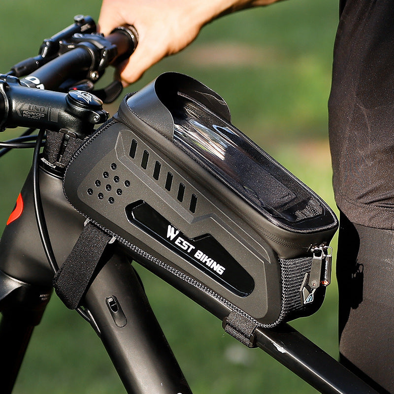 Hard Shell Bicycle Phone Bag | 2L Capacity, TPU Touch Screen, Durable Storage for Cycling Essentials