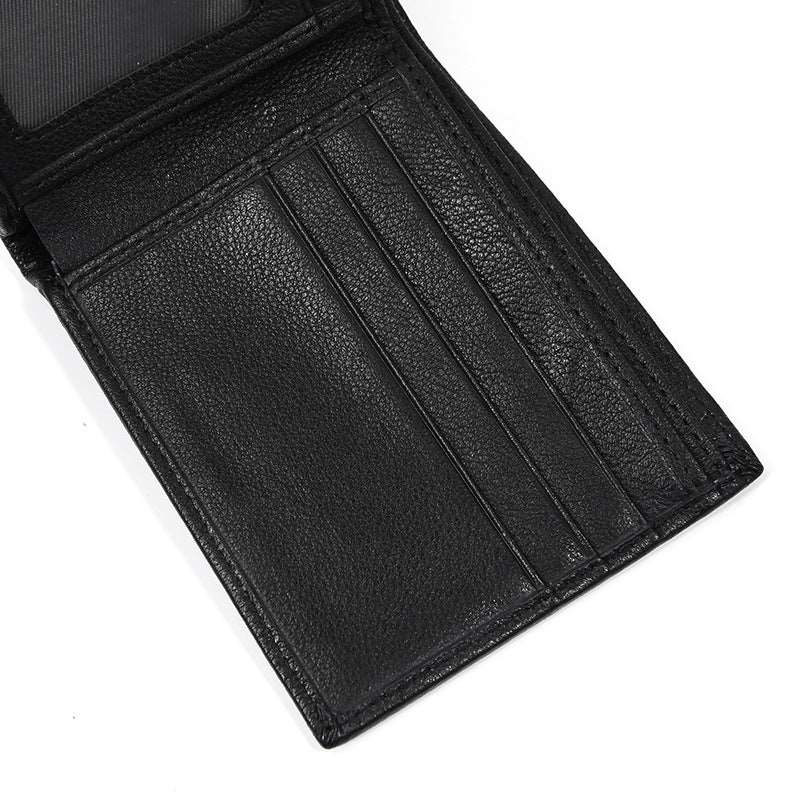 Men's Leather Wallet Embossed Wallet Crazy Horse Leather - Mensclub.co.uk