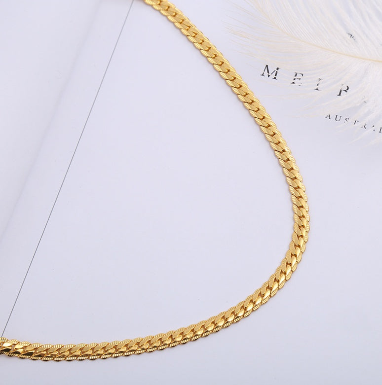 Unisex Gold Tone Snake Chain Necklace | Electroplated Metal Jewelry