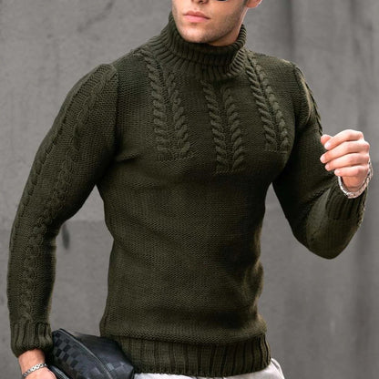 Men's Turtleneck Twisted Long-Sleeve Thermal Sweater