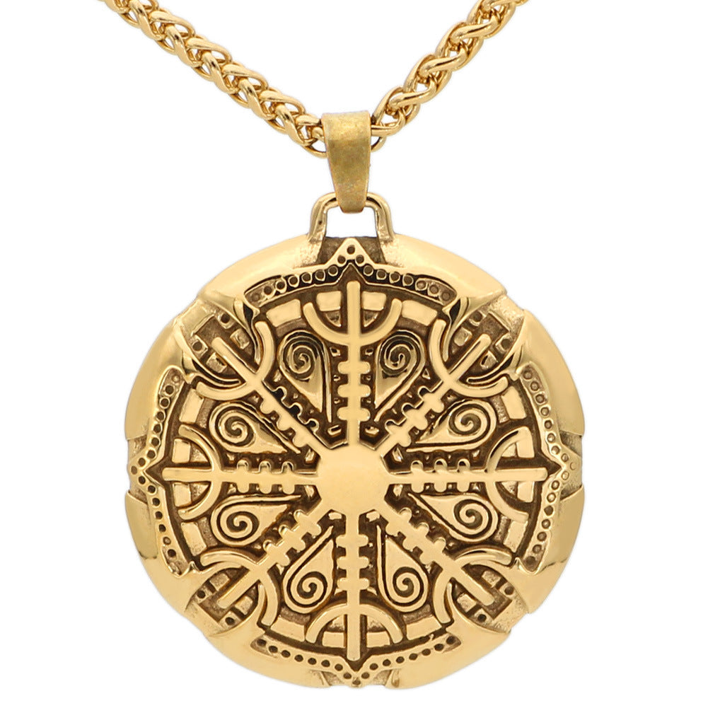 Viking Odin Compass Necklace – Stainless Steel, Gold & Silver | Adjustable 51-80cm | Timeless Viking Jewelry