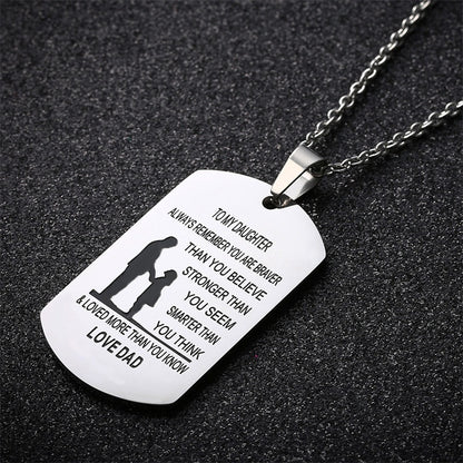 TO MY SON Pendant Necklace – Stainless Steel, Square Design with Custom Engraving | Unisex Popcorn Chain