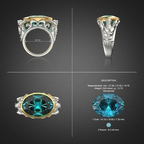 Men's Fashion Natural Stone Rings - Insect Design, Electroplated Alloy with Artificial Gemstones