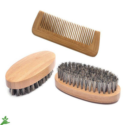 Natural Boar Bristle Beard Brush - Compact Grooming Tool for Men, Promotes Healthy Beard Maintenance