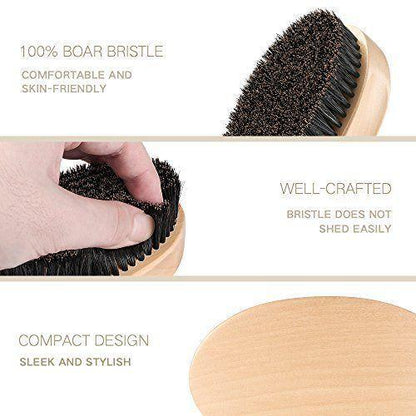 Natural Boar Bristle Beard Brush - Compact Grooming Tool for Men, Promotes Healthy Beard Maintenance