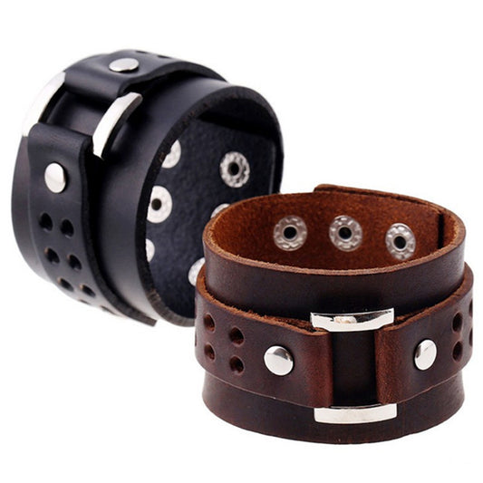 Men's Retro Leather Bracelet - Timeless Geometric Design for Every Occasion