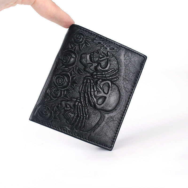 Rose Skull Leather Wallet - Mensclub.co.uk