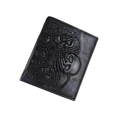 Rose Skull Leather Wallet - Mensclub.co.uk