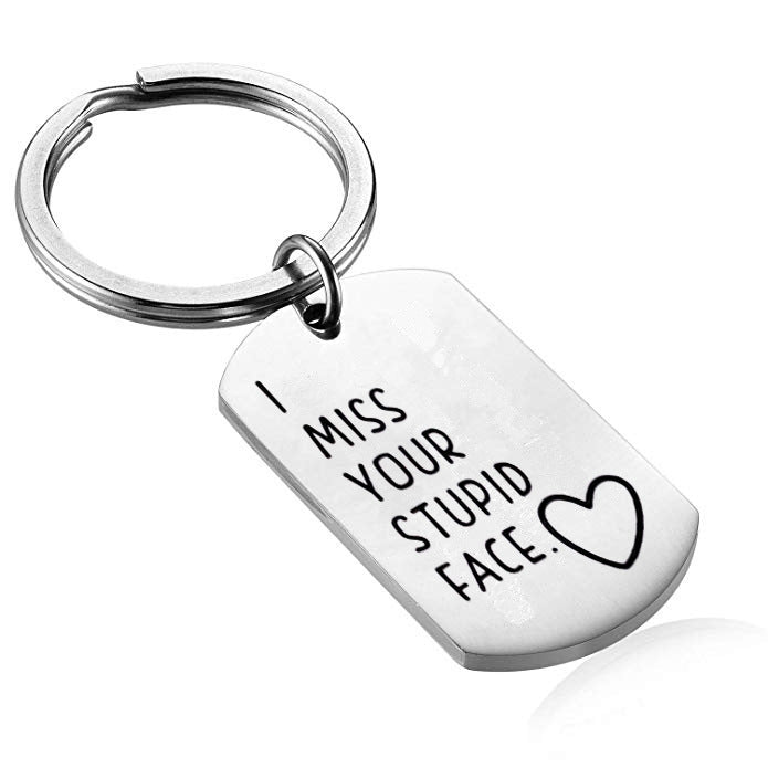 Stainless Steel Engraved Keychain for Couples & Friends – Personalized Gift, Polished Finish, Two Sizes