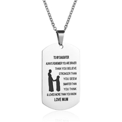 TO MY SON Pendant Necklace – Stainless Steel, Square Design with Custom Engraving | Unisex Popcorn Chain