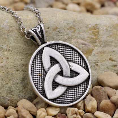 Viking Irish Celtic Pendant Necklace – Electroplated Alloy with Water Wave Chain & Adjustable Extension | Silver Finish