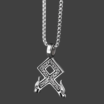 Viking Rune Necklace – High-Quality Alloy Pendant in Sleek Silver Finish | Ancient Symbol Tribute