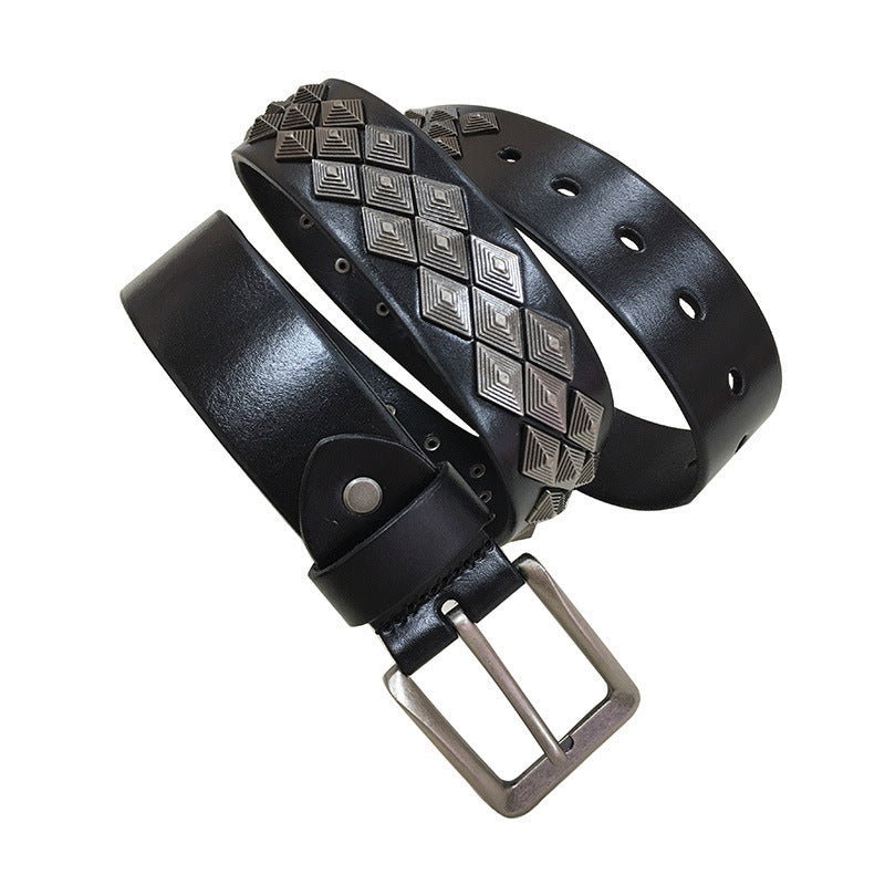 Rivet Alloy Leather Belt | Edgy Unisex Design | Durable & Stylish