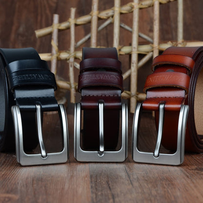 Premium Cowhide Pin Buckle Belt | Durable & Stylish Leather Belt for All Occasions