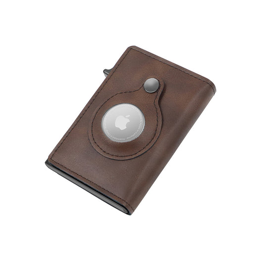 Premium PU Leather Credit Card Holder - RFID Safe, AirTag Slot, Available in Black, Brown, and Carbon Fiber, Gift Box Included