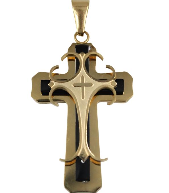 TL Stainless Steel Cross Pendant Necklace | 3-Layer Stereoscopic Design | Stylish & Durable for Men