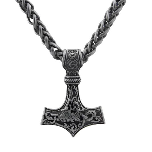 Nordic Viking Amulet Thor's Hammer Pendant – Gold-Plated, Steel Die Cast | 4 Ancient Finishes