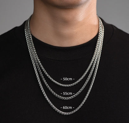 Men's 925 Silver Snake Bones Chain Necklace | Manual Processing | 50cm & 55cm Lengths