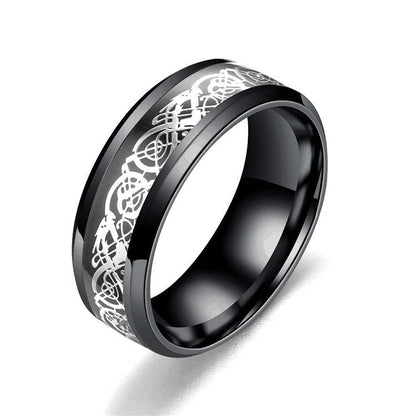 Dragon Pattern Rings Men Stainless Steel Ring Jewelry - Mensclub.co.uk