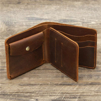 Men Crazy Horse Leather Money Card Bag Leather Wallet - Mensclub.co.uk