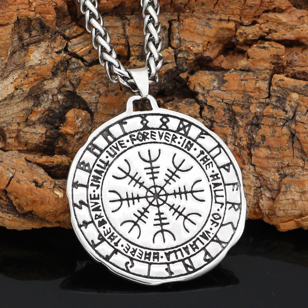 Viking Odin Compass Necklace – Stainless Steel, Gold & Silver | Adjustable 51-80cm | Timeless Viking Jewelry