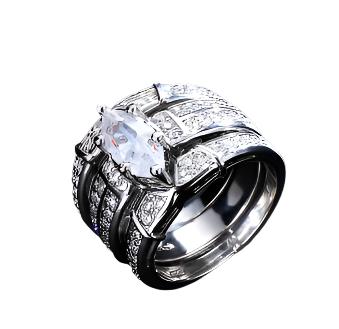 European and American couples combination rings Engagement zircon rings Hot set ring - Mensclub.co.uk