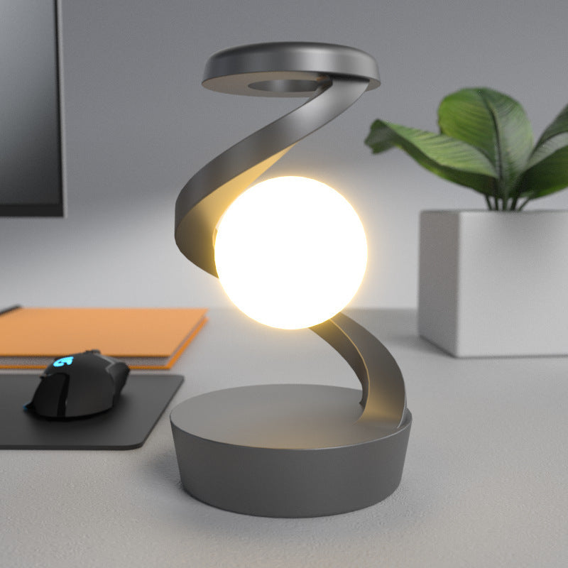 Rotating Moon Desk Lamp with Wireless Charging | Stepless Dimming, Soft Lighting, Induction Sensor