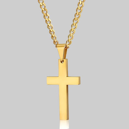 Stainless Steel Titanium Cross Necklaces | Versatile Whip Chain Design | Available in Black, Gold, Silver, and Blue