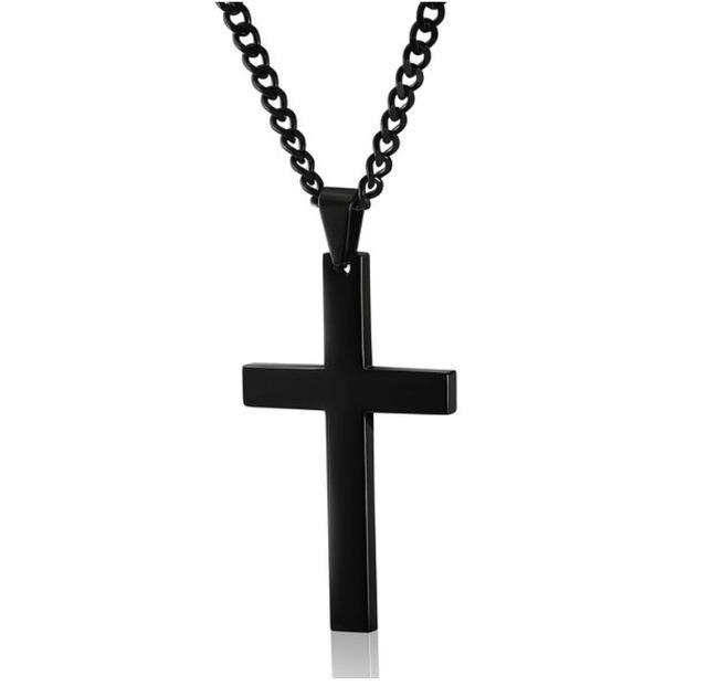 Stainless Steel Titanium Cross Necklaces | Versatile Whip Chain Design | Available in Black, Gold, Silver, and Blue