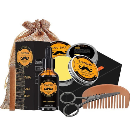 Men's Beard Care Kit – Natural Ingredients, Comprehensive Grooming Set for All Skin Types