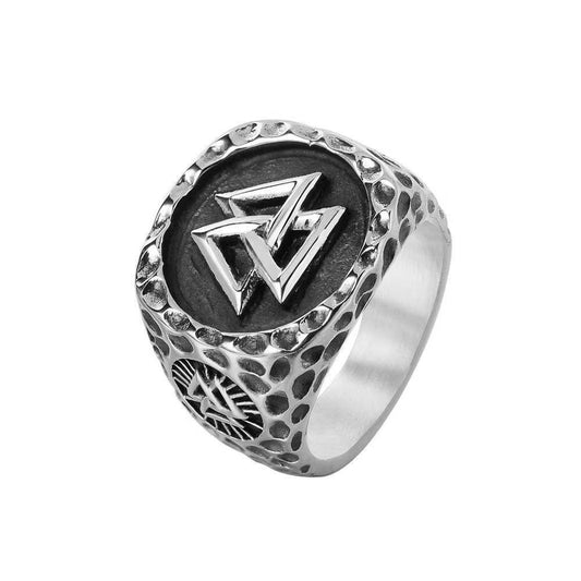 Nordic Viking Triangle Stainless Steel Ring – 22mm Geometric Design | Durable & Stylish for Men