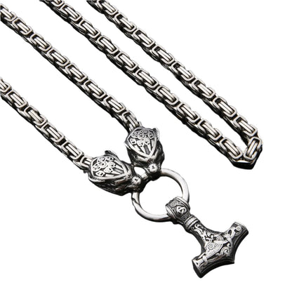 Thor's Hammer Pendant Necklace - A Timeless Stainless Steel Accessory for Men