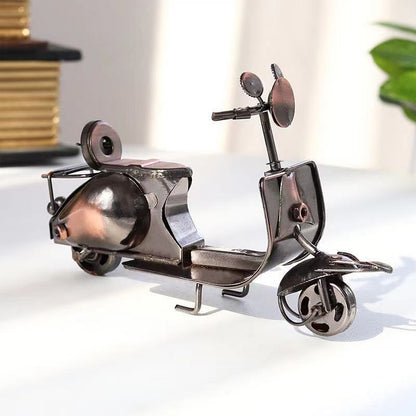 Vintage-Style Scooter Ornament - Iron Desktop Tray/Bracket, Home Decor Gift in Silver or Copper