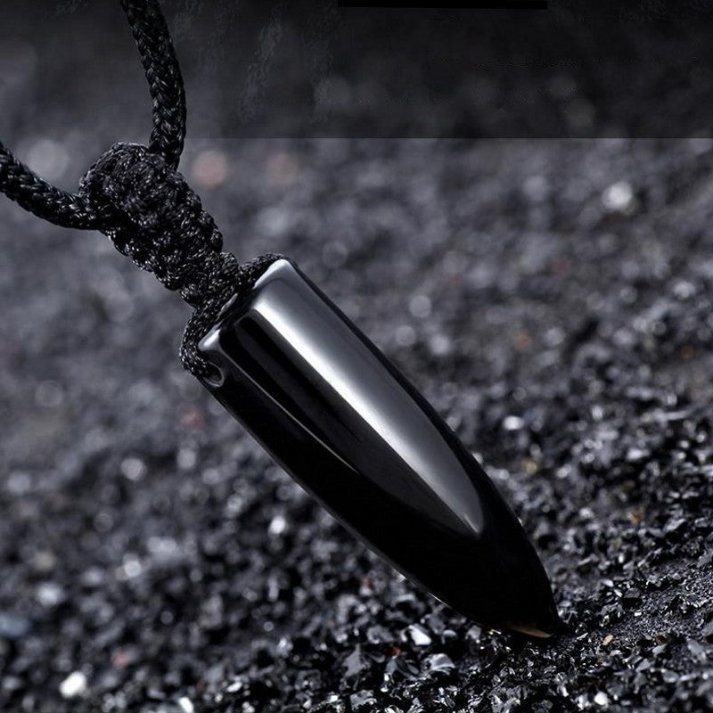 Natural Obsidian Bullet Necklace