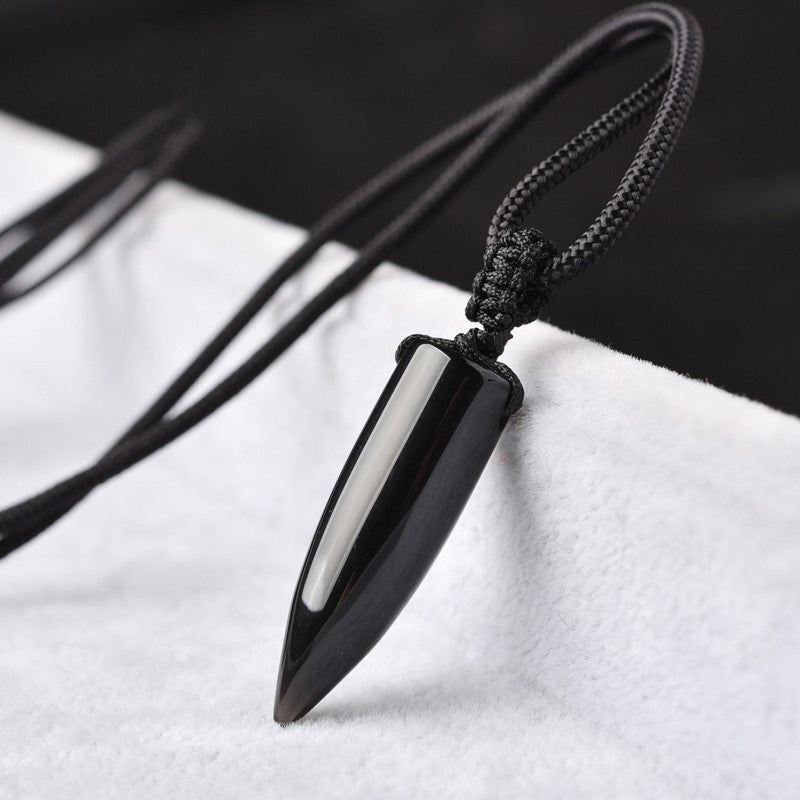 Natural Obsidian Bullet Necklace