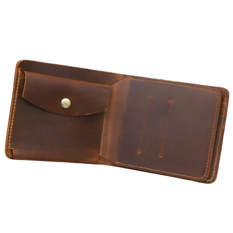 Men Crazy Horse Leather Money Card Bag Leather Wallet - Mensclub.co.uk