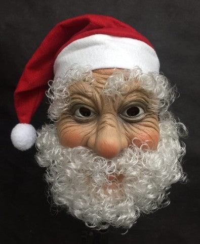 Realistic Santa Claus Mask with Long or Short Curly Beard – Perfect Christmas Gift