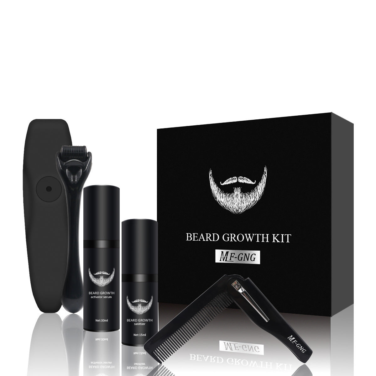 Beard Growth Kit for Men - 4-Piece Set, Promotes Fuller Beard, Suitable for All Skin Types, Men's Care Series