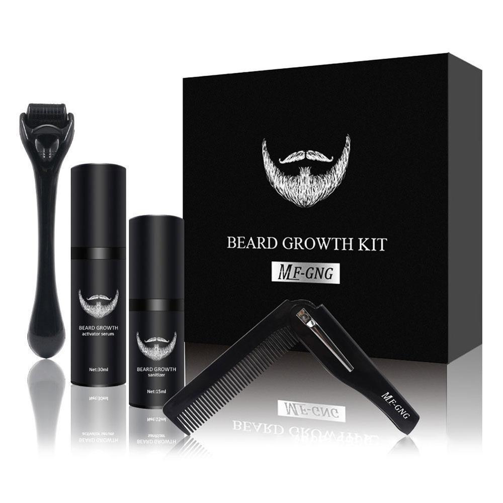 Beard Growth Kit for Men - 4-Piece Set, Promotes Fuller Beard, Suitable for All Skin Types, Men's Care Series