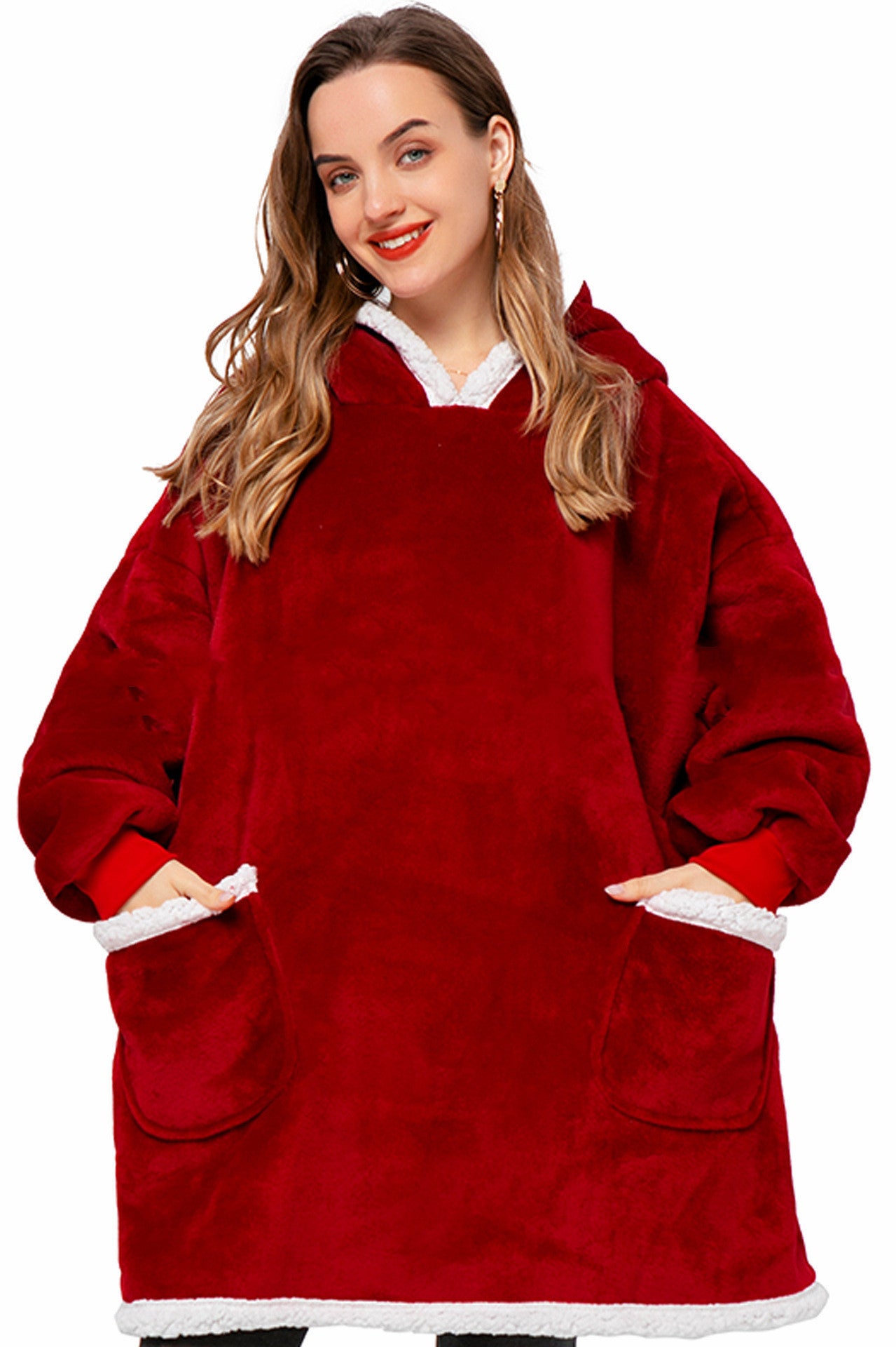 Winter TV Hoodie Blanket | Oversized Polyester Pullover for Cozy Lounging | Multiple Colors & Lengths