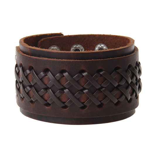 Vintage Multi-Layer Rope Bracelet – Double-Layer Leather Design, 23x4.5CM | Rugged & Timeless Style