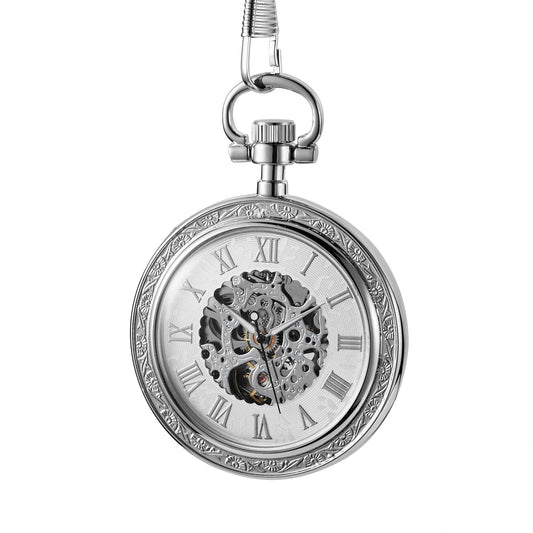 Bronze Transparent Bottom Glossy Semi-automatic Mechanical Pocket Watch - Mensclub.co.uk