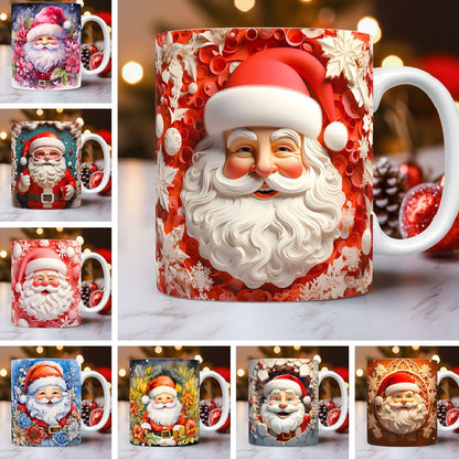 Creative 3D Christmas Ceramic Mug - Santa Claus Design, 350ml