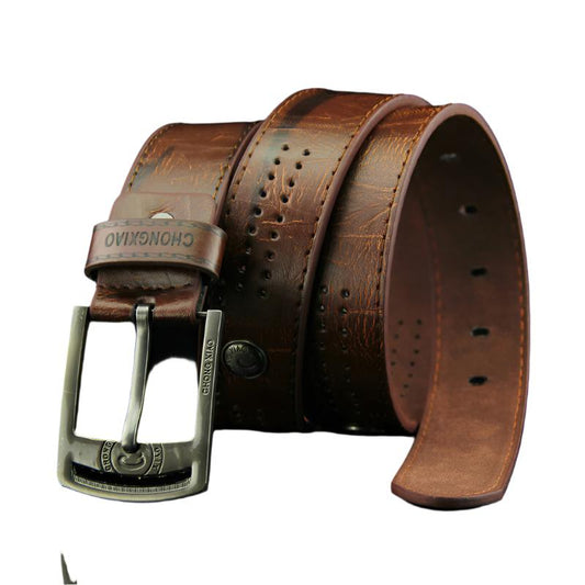 Men's Denim Casual Hollow Rivet Wide Belt | Retro Pin Buckle & Durable PU Material