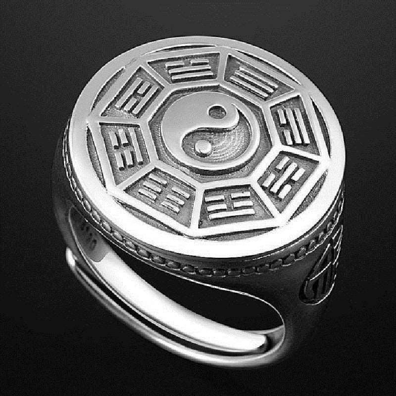 Men's Yin and Yang Adjustable Copper Rings - Retro Geometric Design