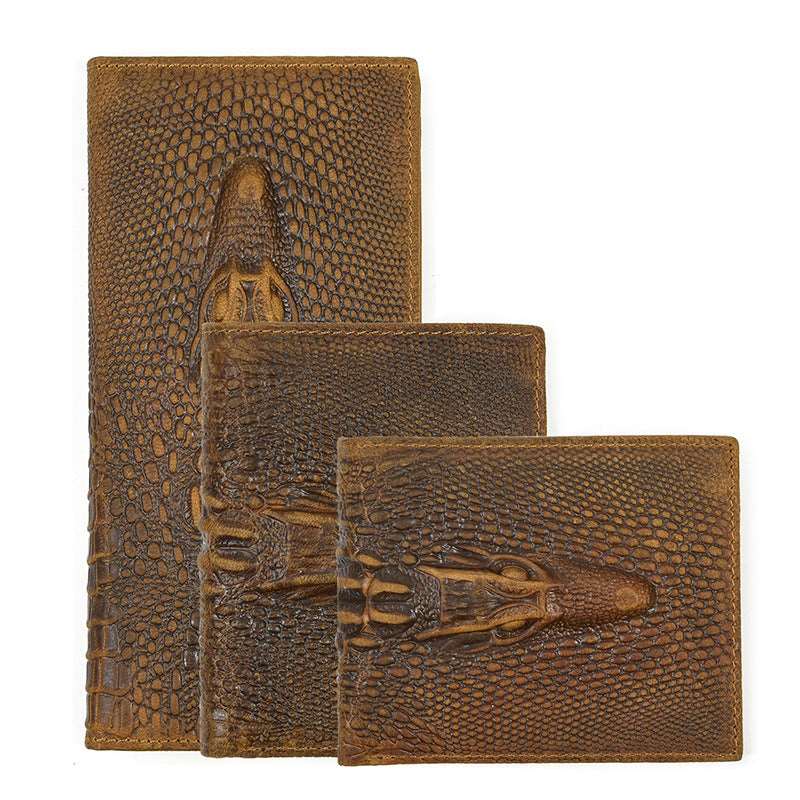 Men's Leather Wallet Embossed Wallet Crazy Horse Leather - Mensclub.co.uk