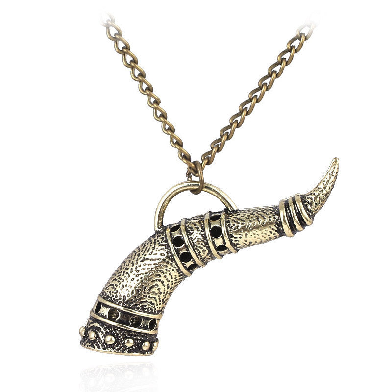 Viking Bull Horn Necklace – Durable Alloy with Electroplated Finish | Bold & Fearless Design